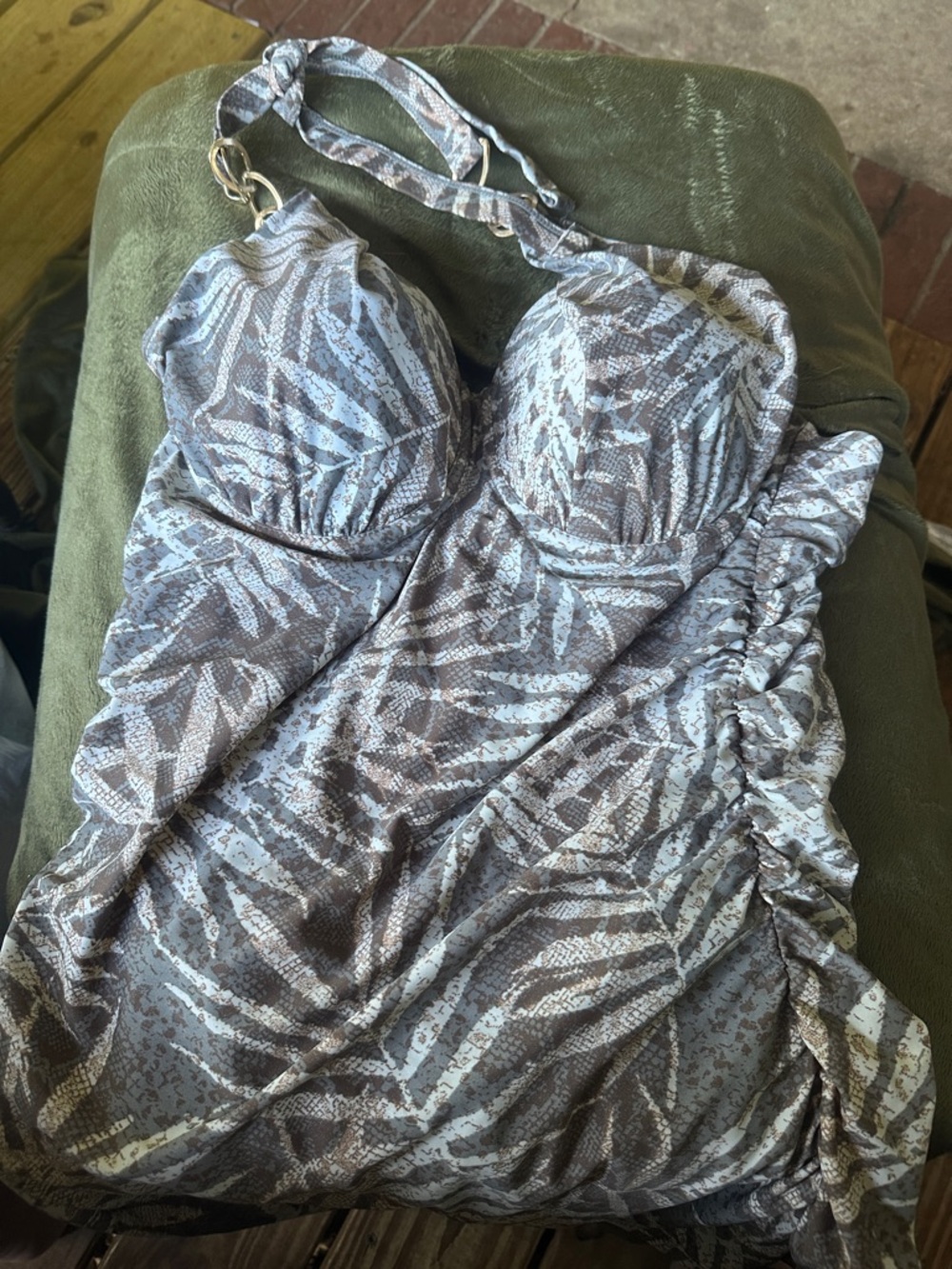 Marilyn Monroe One-Piece Swimsuit halter padded bra size xl palm tree